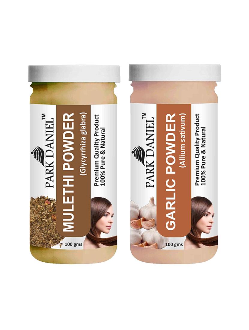 park daniel 100% pure & natural mulethi powder & garlic powder combo pack of 2 jars of 100 gms(200 gms) - 18427772 - Zoom Image - 0