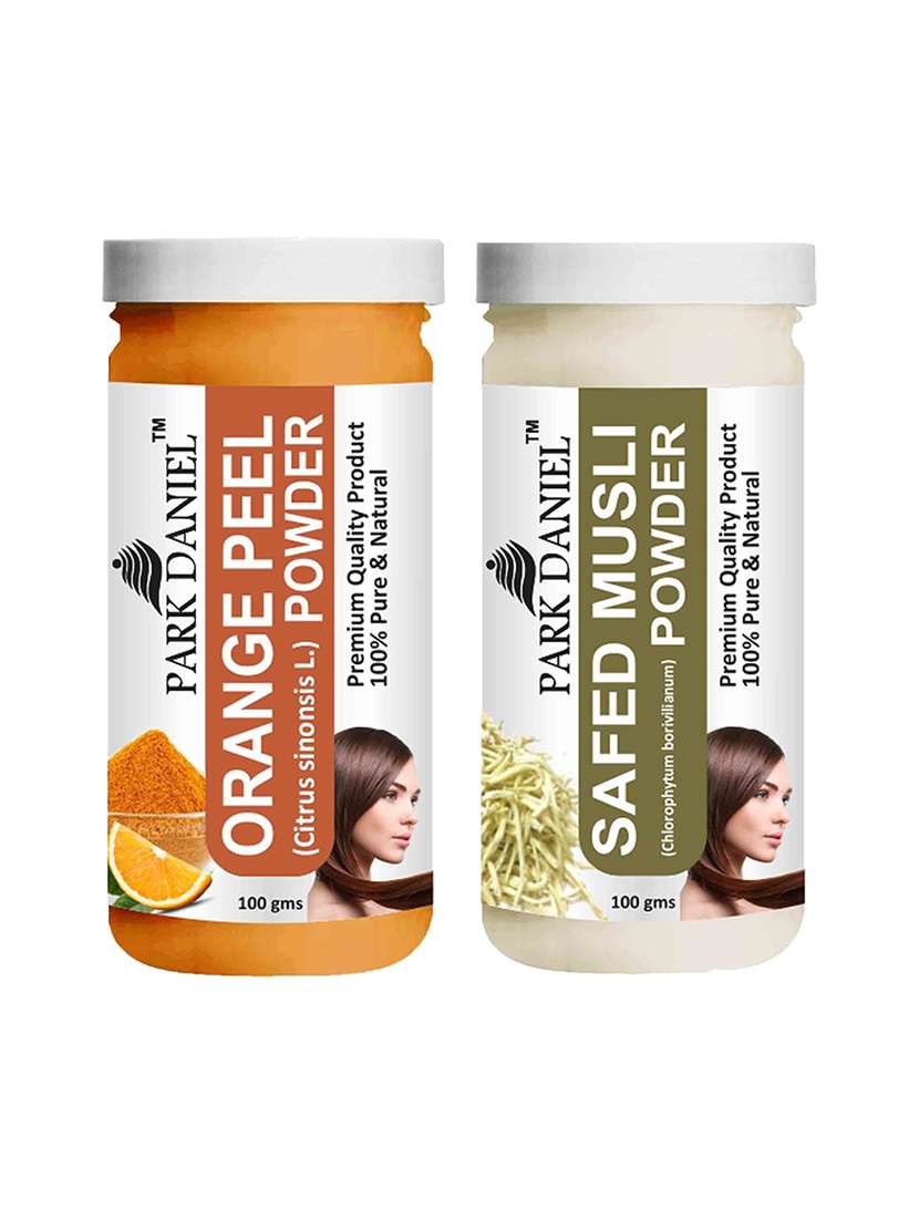 park daniel 100% pure & natural orange powder & safed musli powder combo pack of 2 jars of 100 gms(200 gms)