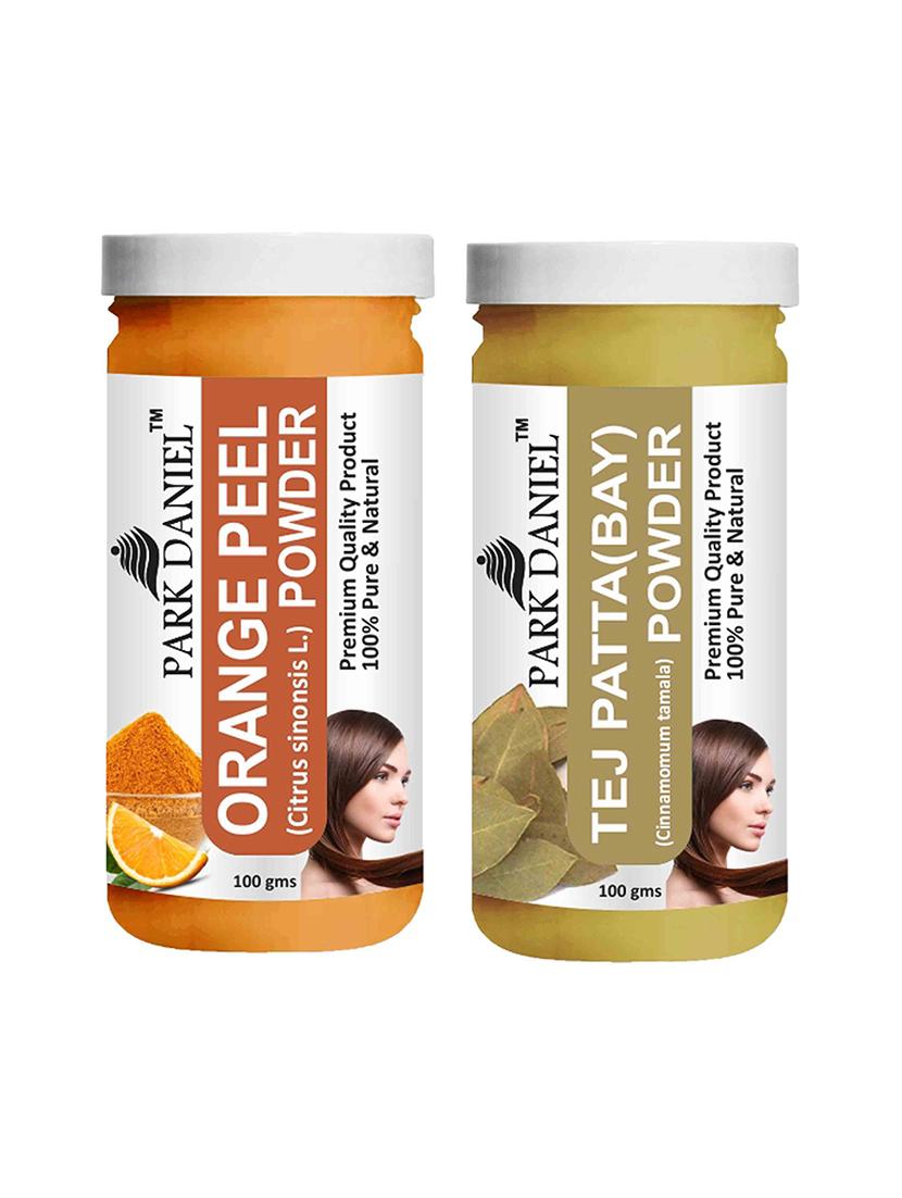 park daniel 100% pure & natural orange powder & tej patta powder combo pack of 2 jars of 100 gms(200 gms)