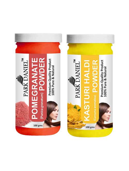 park daniel 100% pure & natural pomegranate powder & kasturi haldi powder combo pack of 2 jars of 100 gms(200 gms) - 18427841 -  Standard Image - 0