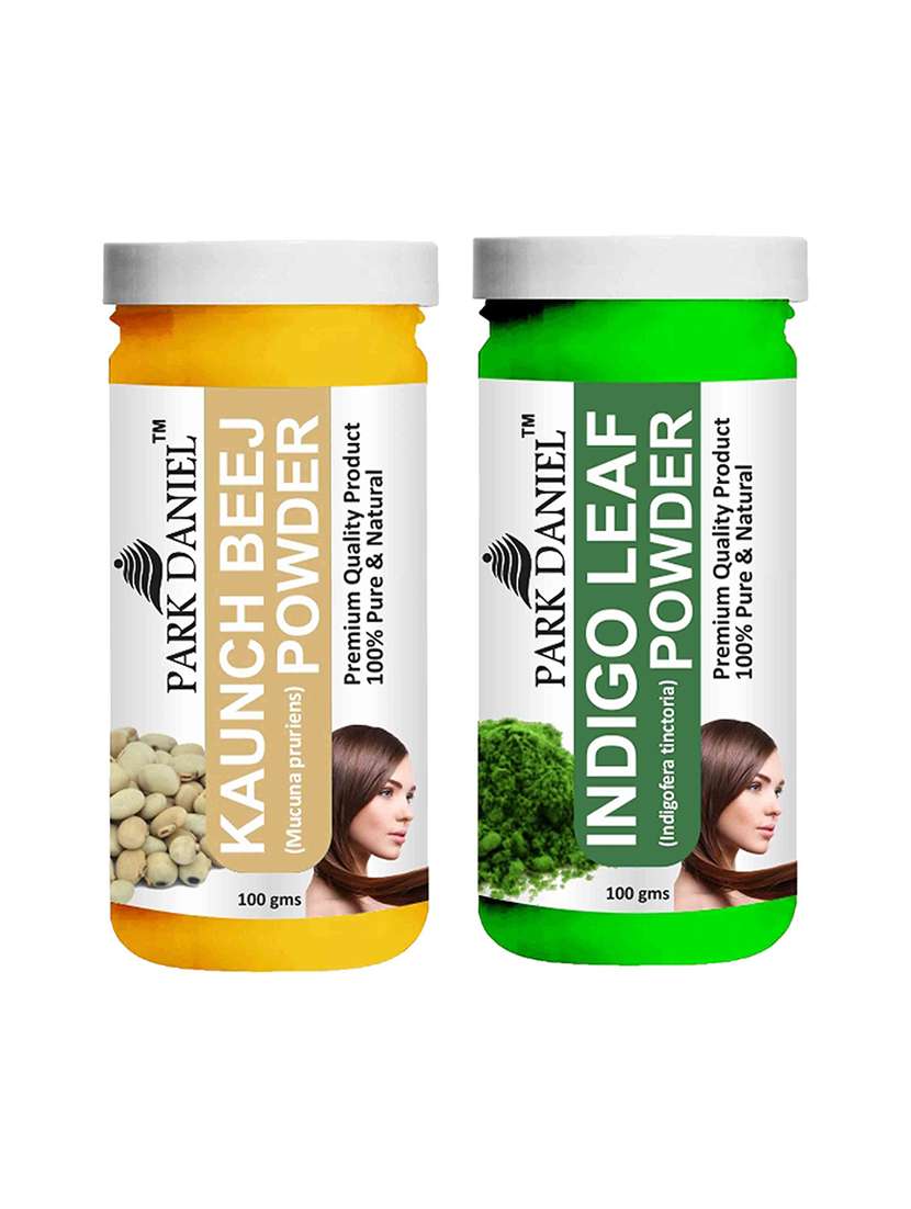 park daniel 100% pure & natural kaunch beej powder & indigo powder combo pack of 2 jars of 100 gms(200 gms)