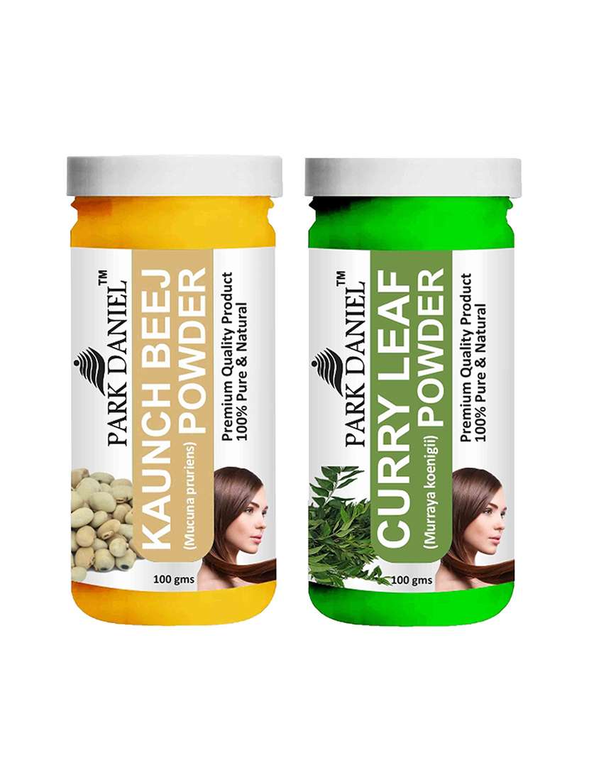park daniel 100% pure & natural kaunch beej powder & curry leaf powder combo pack of 2 jars of 100 gms(200 gms)