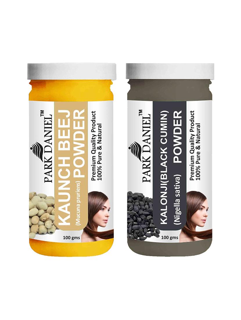 park daniel 100% pure & natural kaunch beej powder & kalonji (black cumin) powder combo pack of 2 jars of 100 gms(200 gms)