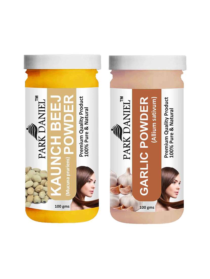 park daniel 100% pure & natural kaunch beej powder & garlic powder combo pack of 2 jars of 100 gms(200 gms)