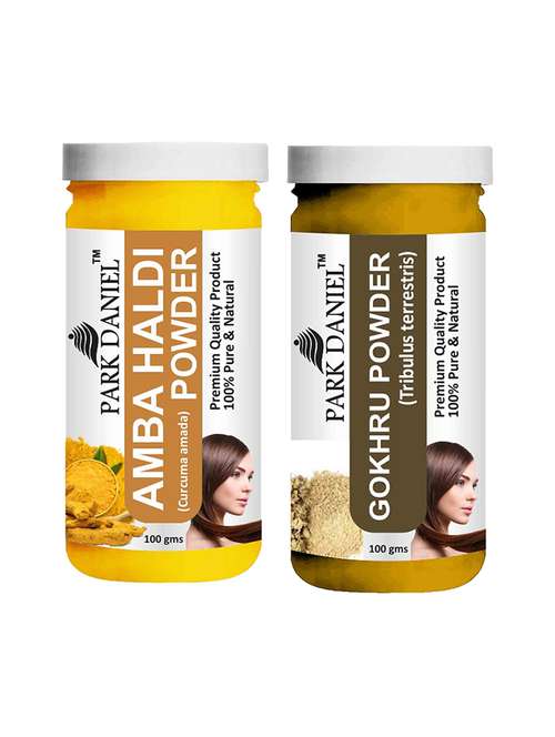park daniel 100% pure & natural amba powder & gokhru powder combo pack of 2 jars of 100 gms(200 gms) - 18427865 - Standard Image - 0