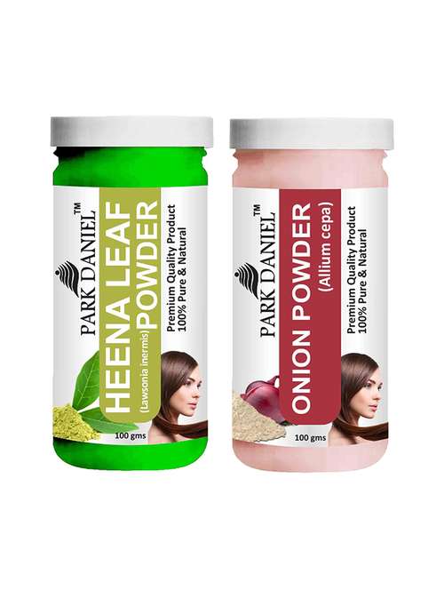 park daniel 100% pure & natural heena leaf powder & onion powder combo pack of 2 jars of 100 gms(200 gms) - 18427888 -  Standard Image - 0