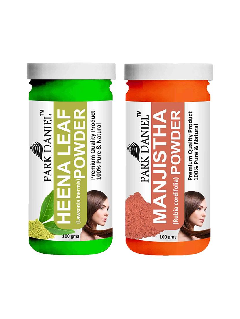 park daniel 100% pure & natural heena leaf powder & manjistha powder combo pack of 2 jars of 100 gms(200 gms) - 18427890 - Zoom Image - 0