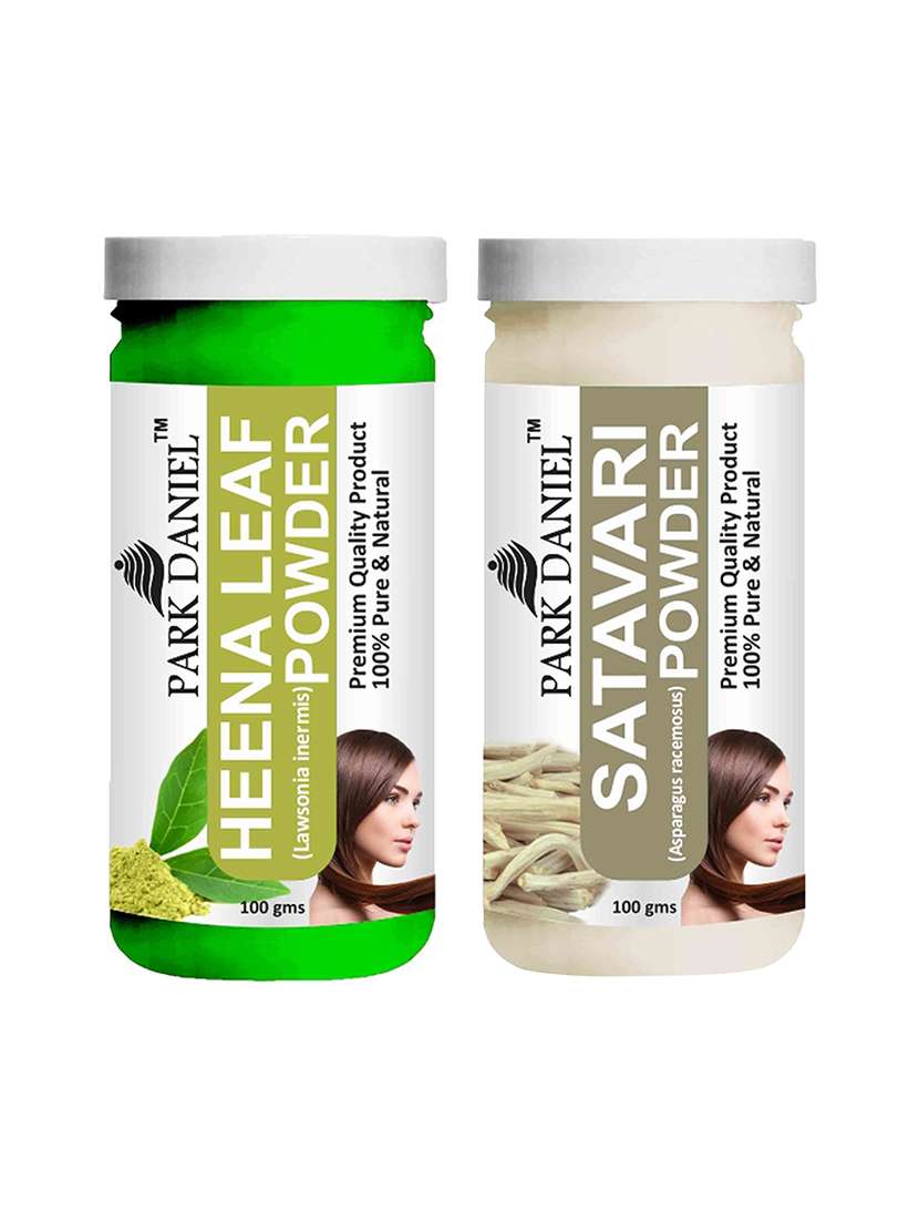park daniel 100% pure & natural heena leaf powder & satavari powder combo pack of 2 jars of 100 gms(200 gms) - 18427891 -  Zoom Image - 0
