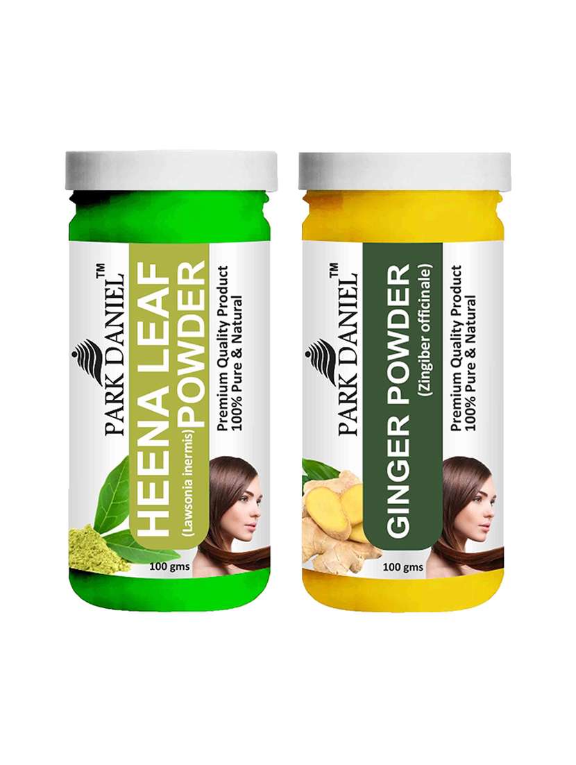 park daniel 100% pure & natural heena leaf powder & ginger powder combo pack of 2 jars of 100 gms(200 gms) - 18427894 - Zoom Image - 0