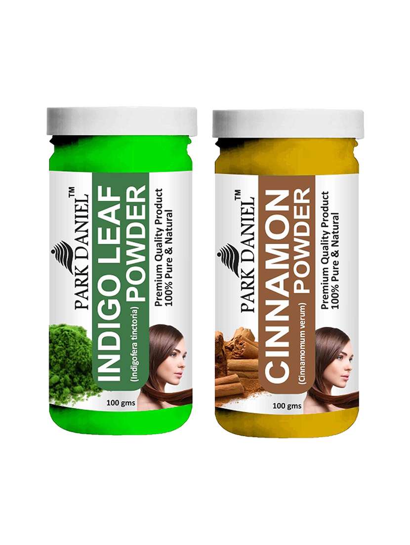 park daniel 100% pure & natural indigo powder & cinnamon powder combo pack of 2 jars of 100 gms(200 gms) - 18427899 -  Zoom Image - 0