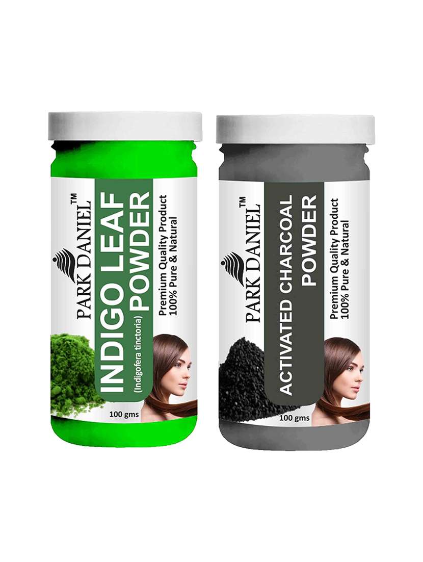 park daniel 100% pure & natural indigo powder & activated powder combo pack of 2 jars of 100 gms(200 gms)