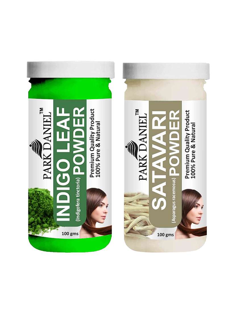 park daniel 100% pure & natural indigo powder & satavari powder combo pack of 2 jars of 100 gms(200 gms)