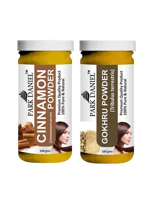park daniel 100% pure & natural cinnamon powder & gokhru powder combo pack of 2 jars of 100 gms(200 gms) - 18427916 - Standard Image - 0
