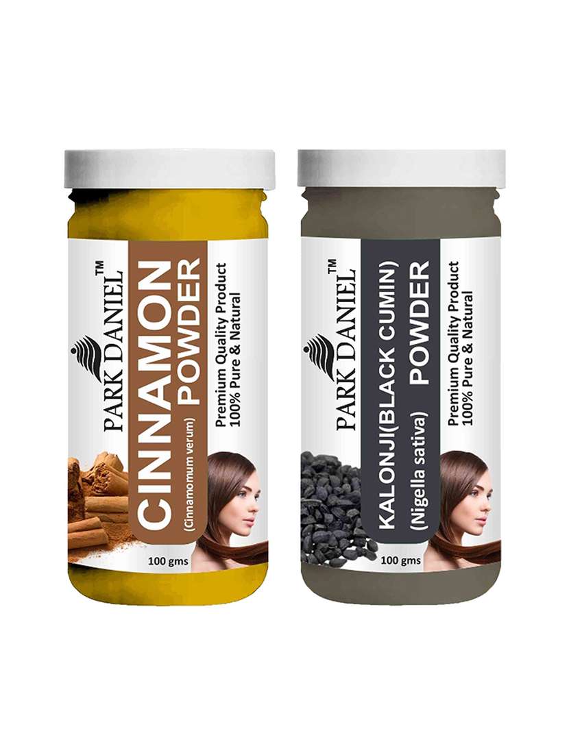 park daniel 100% pure & natural cinnamon powder & kalonji (black cumin) powder combo pack of 2 jars of 100 gms(200 gms)