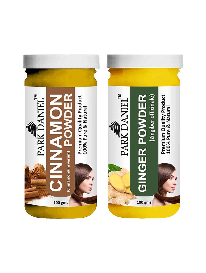 park daniel 100% pure & natural cinnamon powder & ginger powder combo pack of 2 jars of 100 gms(200 gms)