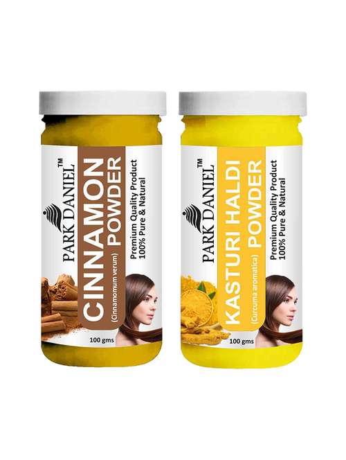 park daniel 100% pure & natural cinnamon powder & kasturi haldi powder combo pack of 2 jars of 100 gms(200 gms) - 18427931 - Standard Image - 0