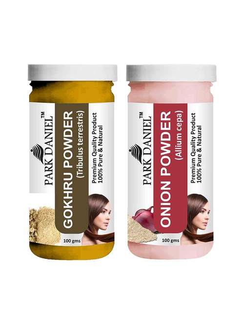 park daniel 100% pure & natural gokhru powder & onion powder combo pack of 2 jars of 100 gms(200 gms) - 18427936 -  Standard Image - 0