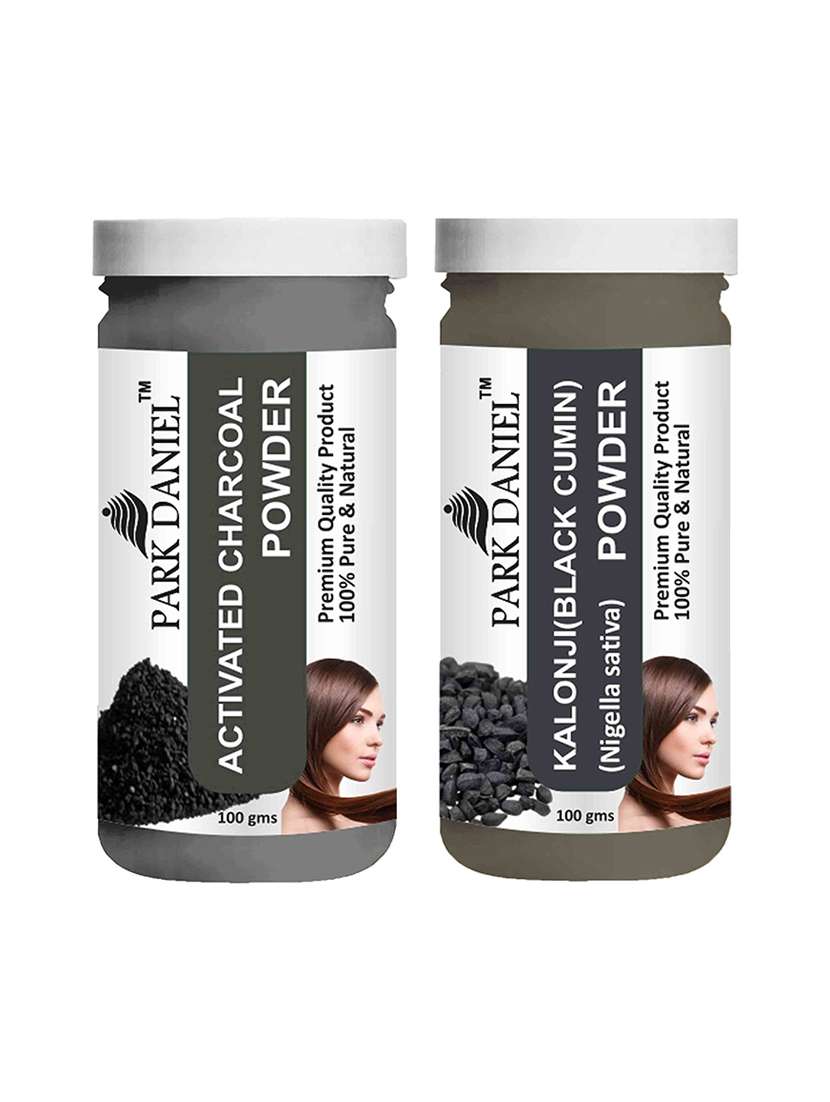 park daniel 100% pure & natural activated powder & kalonji (black cumin) powder combo pack of 2 jars of 100 gms(200 gms)