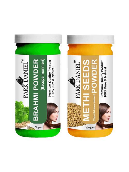 park daniel 100% pure & natural brahmi powder & methi powder combo pack of 2 jars of 100 gms(200 gms) - 18427987 - Standard Image - 0