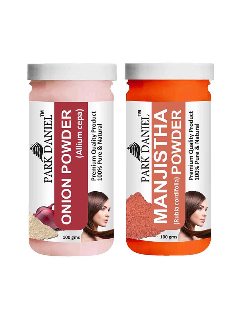 park daniel 100% pure & natural onion powder & manjistha powder combo pack of 2 jars of 100 gms(200 gms)