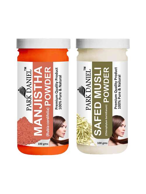 park daniel 100% pure & natural manjistha powder & safed musli powder combo pack of 2 jars of 100 gms(200 gms) - 18428017 -  Standard Image - 0
