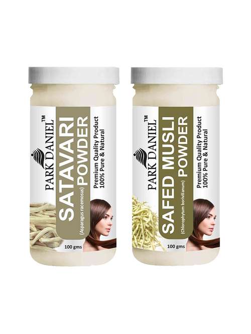 park daniel 100% pure & natural satavari powder & safed musli powder combo pack of 2 jars of 100 gms(200 gms) - 18428024 - Standard Image - 0