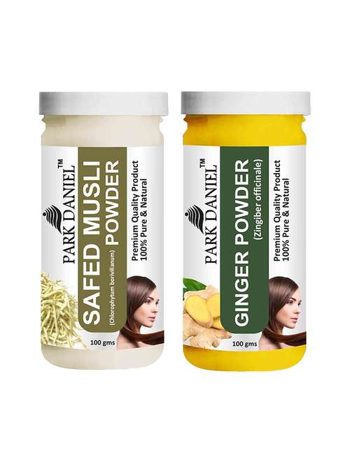 park daniel 100% pure & natural safed musli powder & ginger powder combo pack of 2 jars of 100 gms(200 gms) - 18428032 -  Standard Image - 0