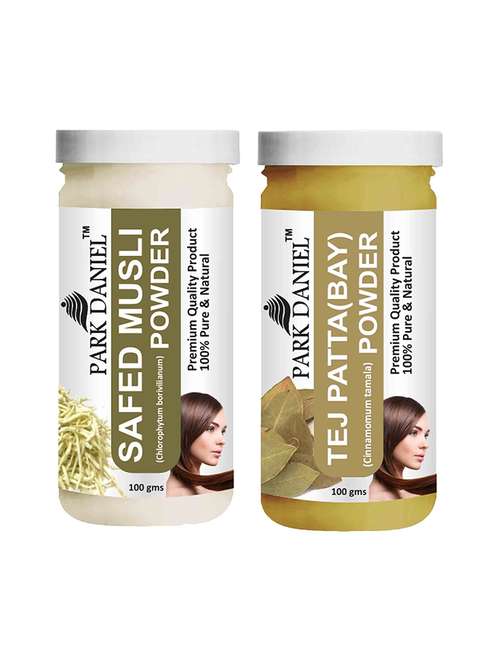 park daniel 100% pure & natural safed musli powder & tej patta powder combo pack of 2 jars of 100 gms(200 gms) - 18428035 -  Standard Image - 0