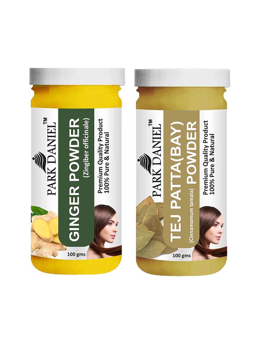 park daniel 100% pure & natural ginger powder & tej patta powder combo pack of 2 jars of 100 gms(200 gms)