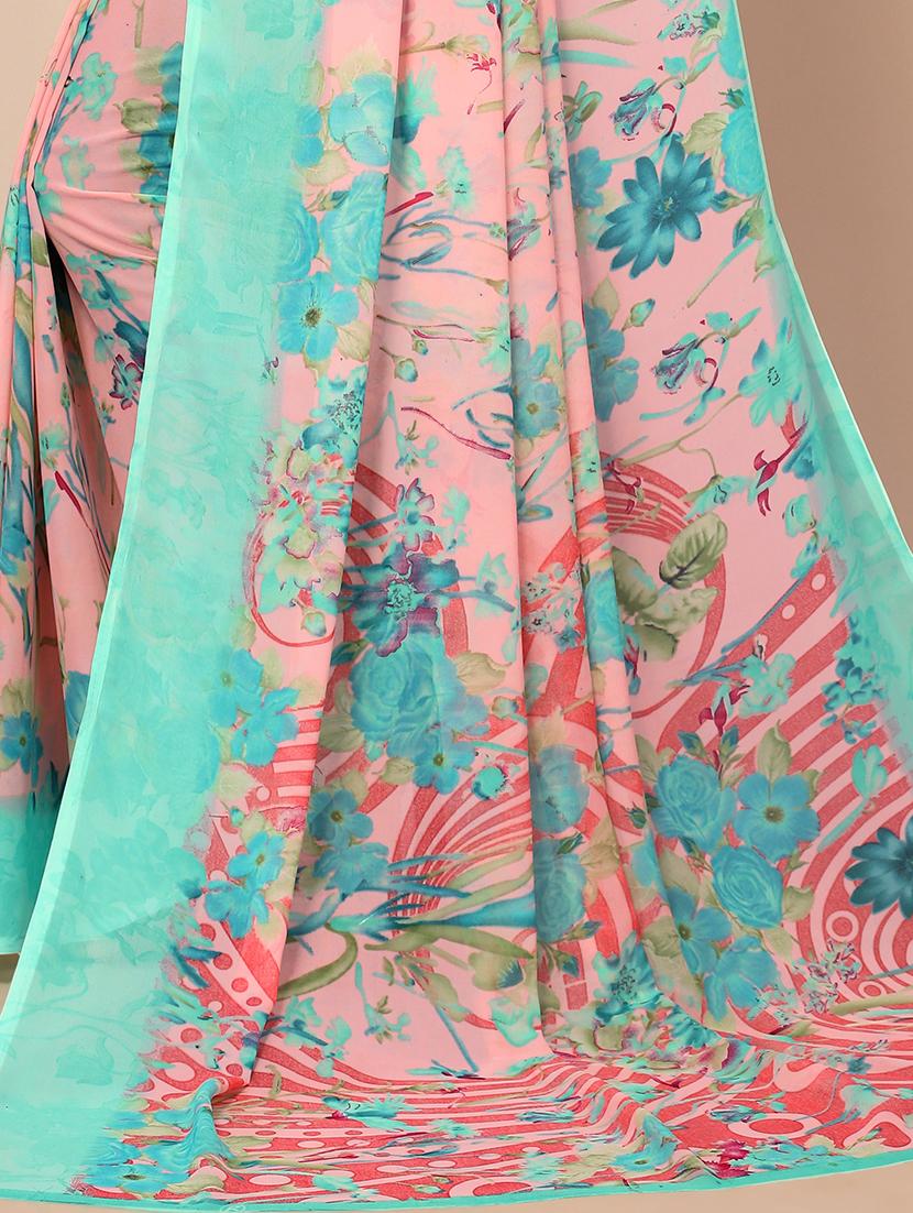 floral printed saree with blouse - 18428879 - Standard Image - 3