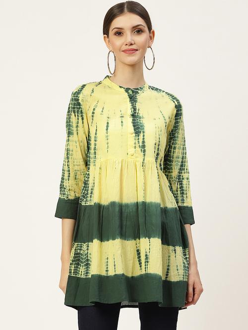 yellow tie & dye three quarter sleeve tunic - 18429149 - Standard Image - 0