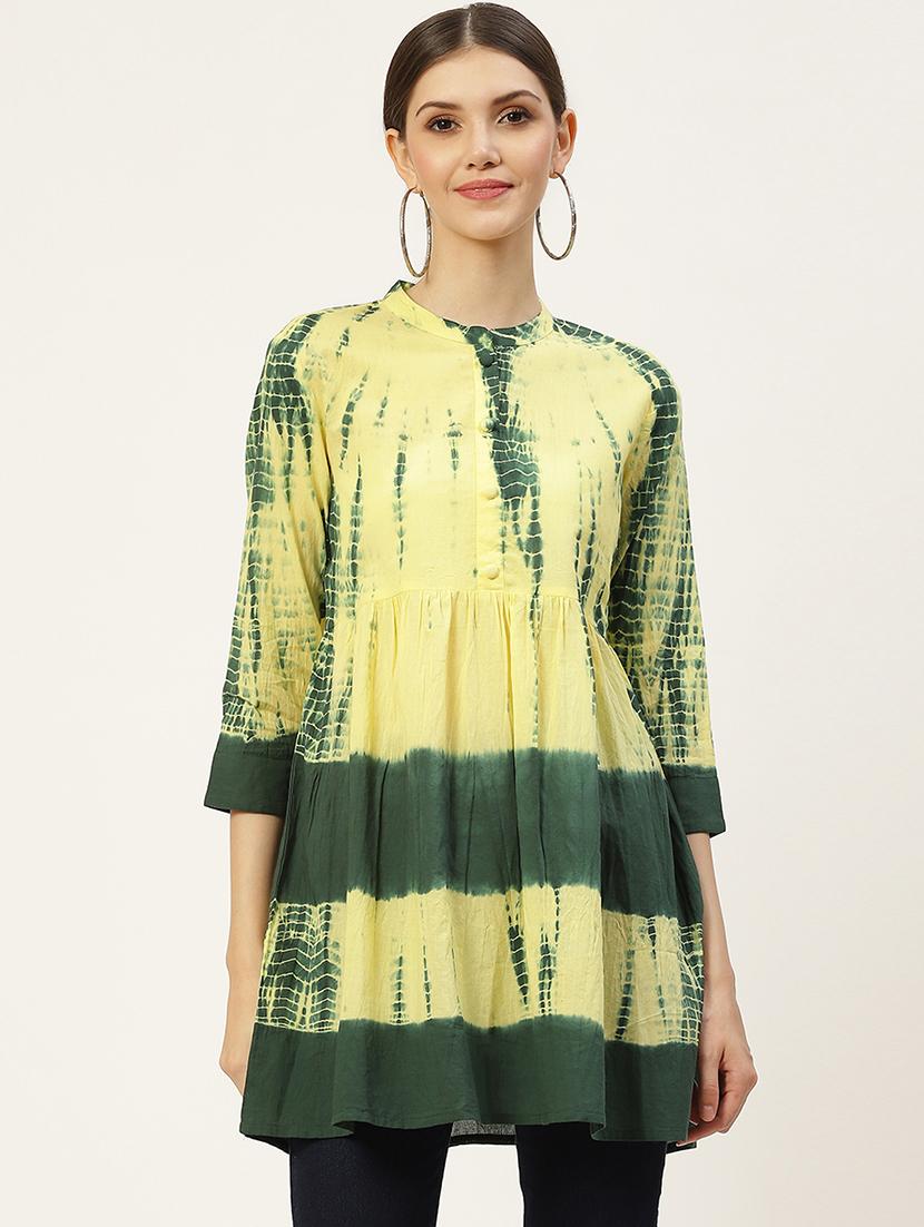 yellow tie & dye three quarter sleeve tunic - 18429149 - Zoom Image - 0