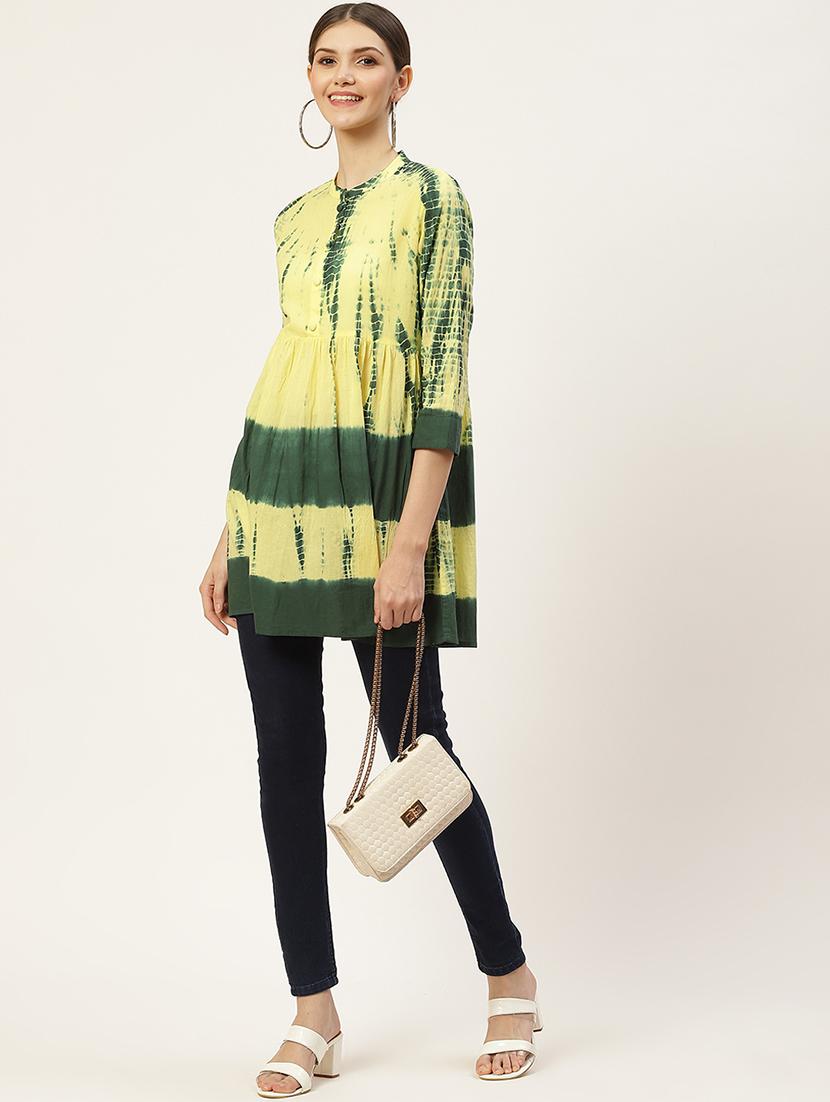 yellow tie & dye three quarter sleeve tunic - 18429149 - Standard Image - 3
