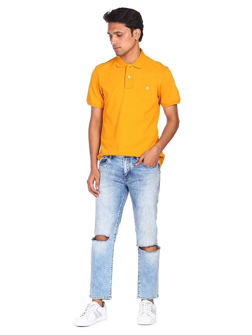 yellow solid polo t-shirt - 18429168 -  Standard Image - 3