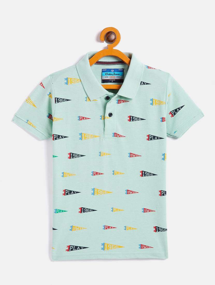 turquoise blue printed t-shirt - 18429914 - Zoom Image - 0