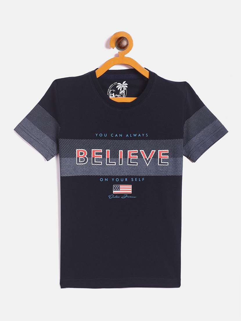 dark blue printed t-shirt