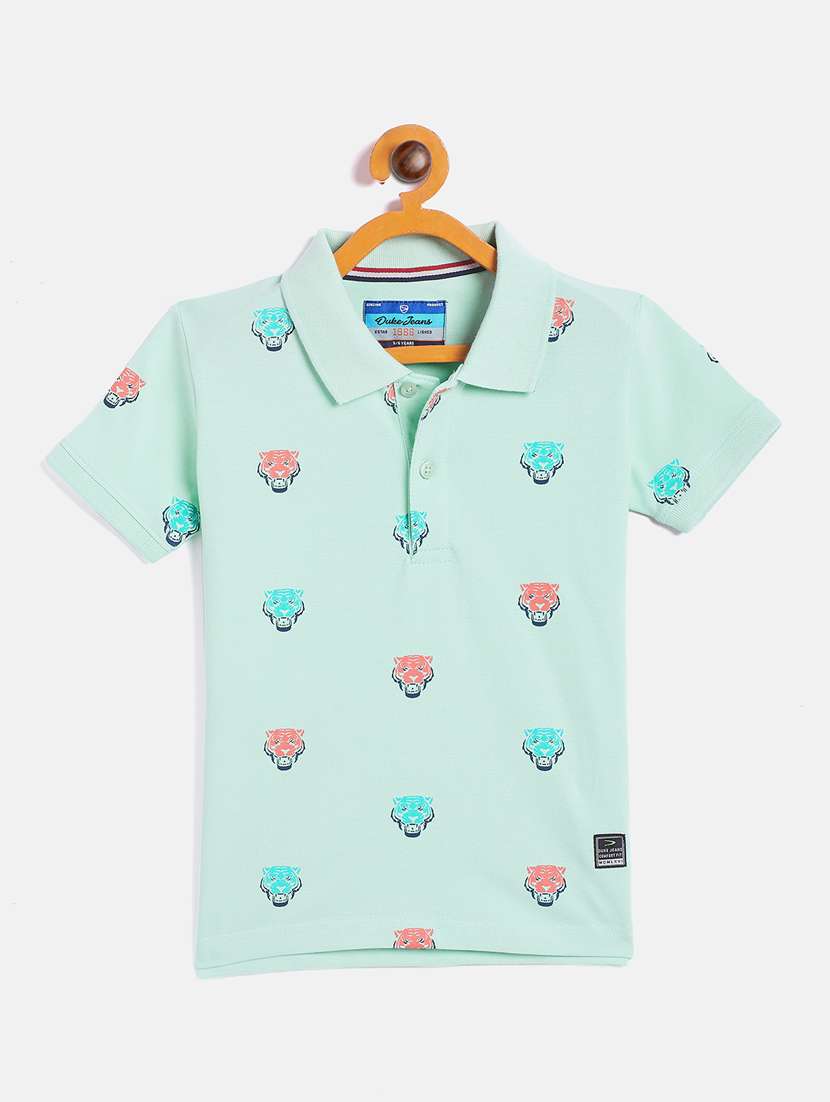 turquoise blue printed t-shirt