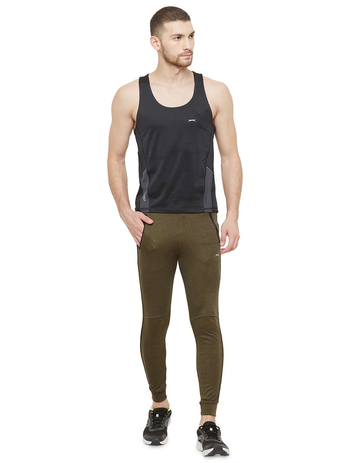 olive-green solid track pant - 18429968 - Standard Image - 3