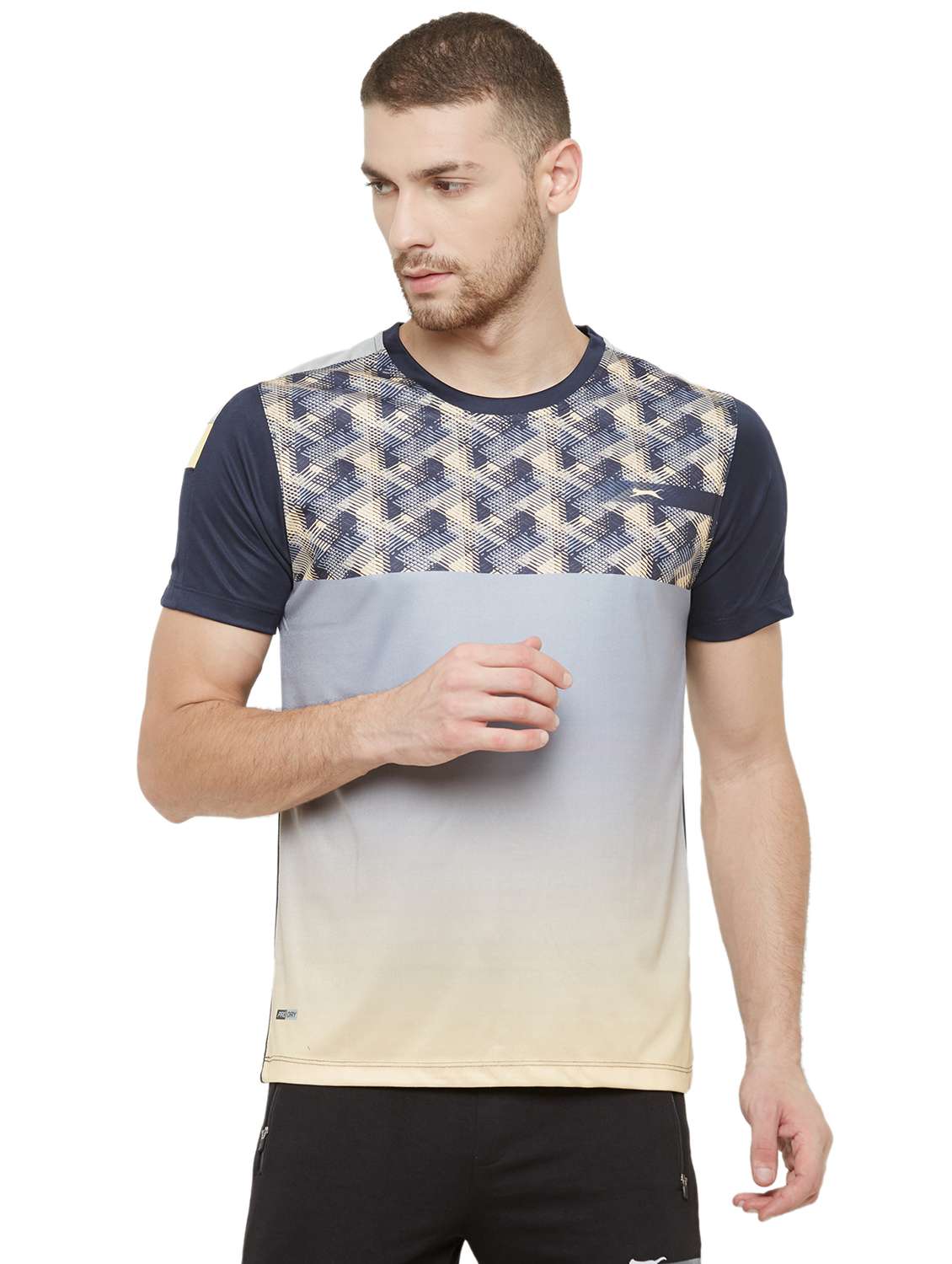 navy blue printed t-shirt - 18430027 -  Zoom Image - 0