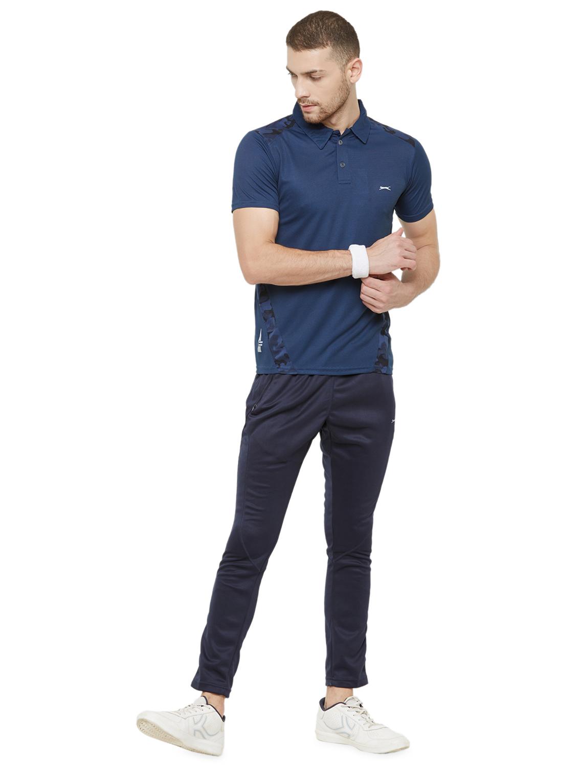 navy blue solid polo t-shirt - 18430038 - Standard Image - 3