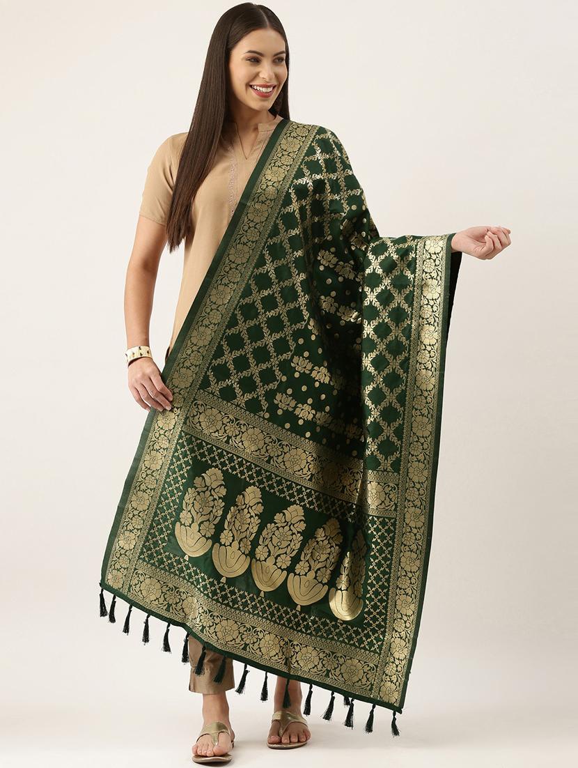 green art silk dupatta - 18430503 - Zoom Image - 0