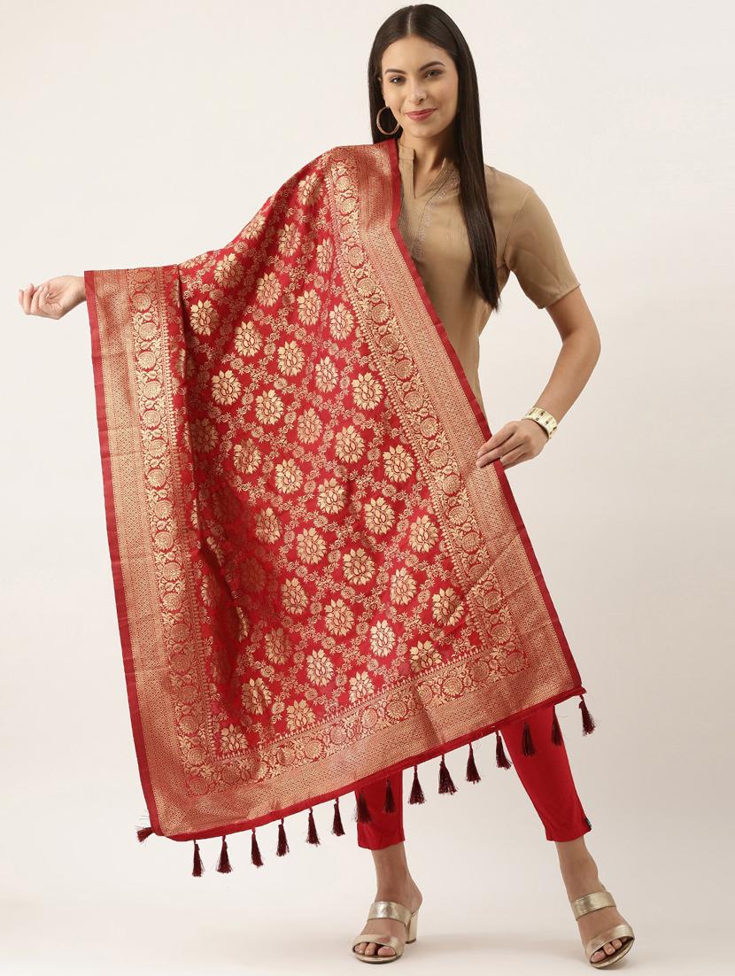 floral banarasi dupatta - 18430508 - Zoom Image - 0
