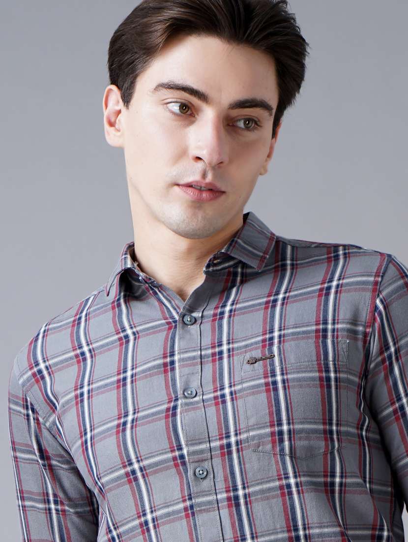 grey checkered casual shirt - 18430862 -  Standard Image - 5