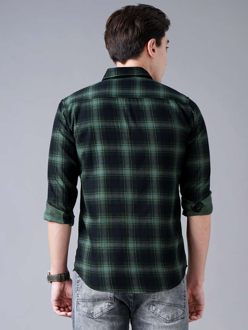 green checkered casual shirt - 18430869 - Standard Image - 3