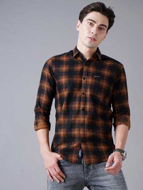 orange checkered casual shirt - 18430871 -  Standard Image - 0