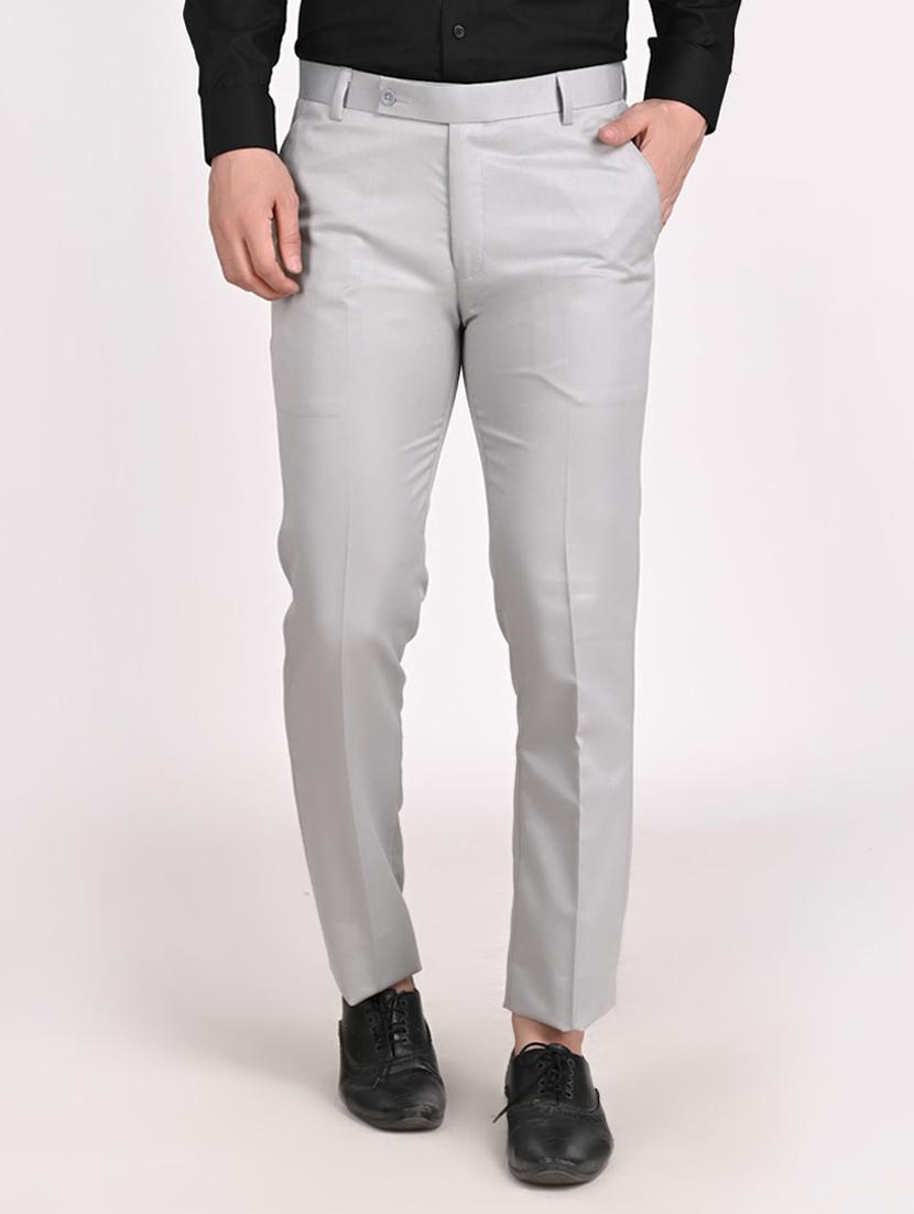 grey solid casual trouser - 18430936 - Zoom Image - 0