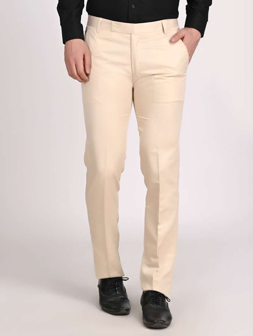 beige solid formal trouser