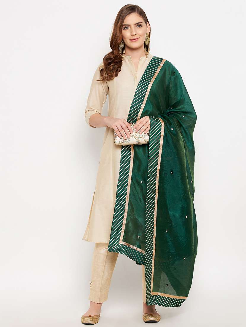 green silk blend dupatta - 18431148 -  Standard Image - 3