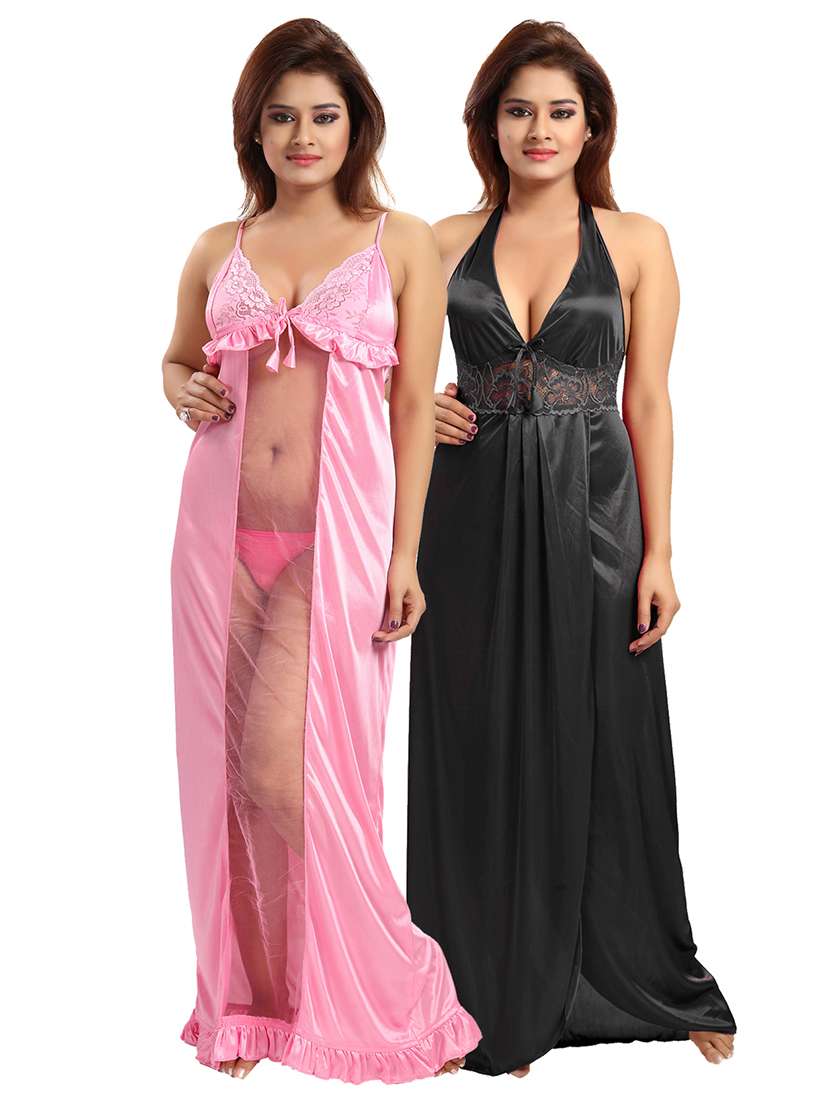 multi colored solid nightwear set