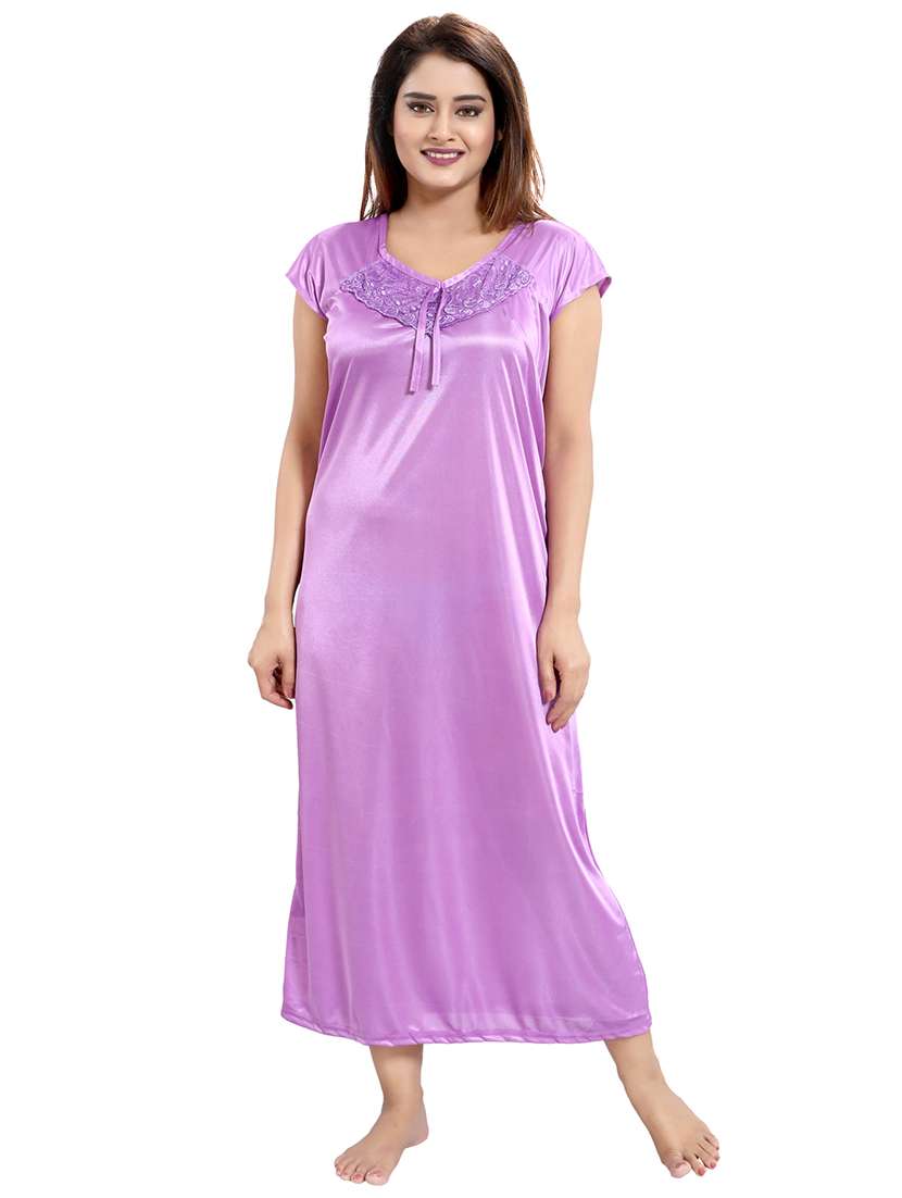 pack of 4 v-neck satin maxi wrap nightdress - 18431369 -  Standard Image - 3
